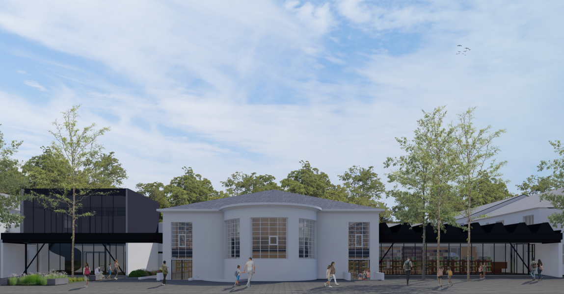 08 Elevacion Sur Main Hall - Render TEBL